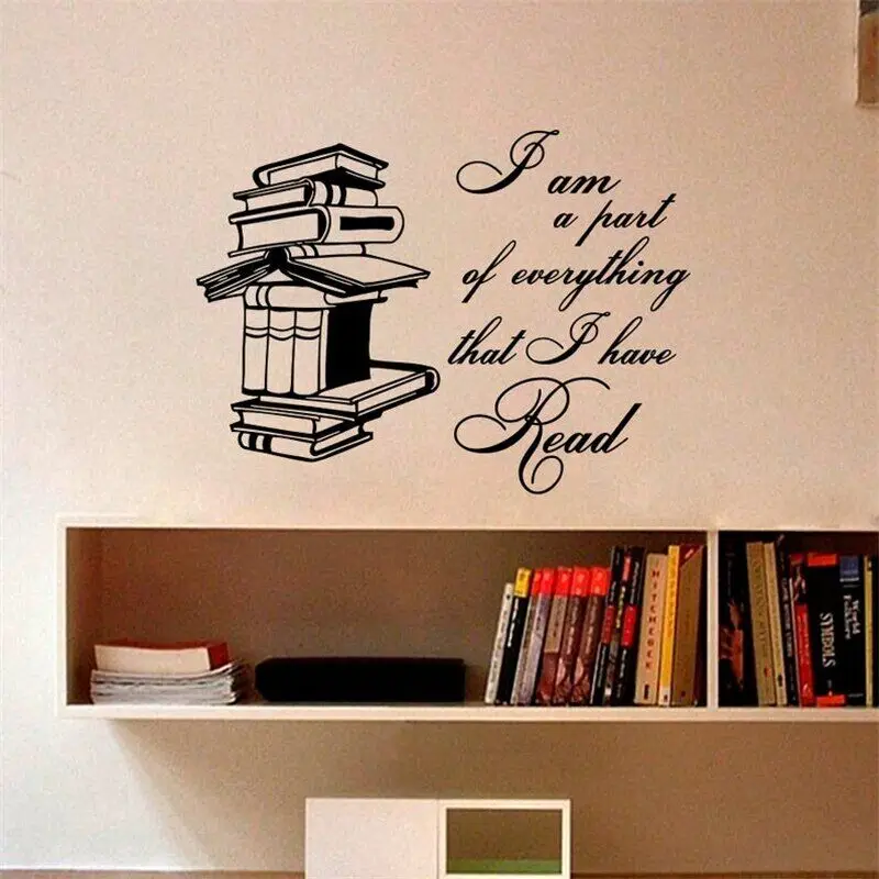 

Wall Vinyl Sticker Quote I Am Part of Everything That I Have Read Reading Books Children's Room Library Home Décor Decal HY1550