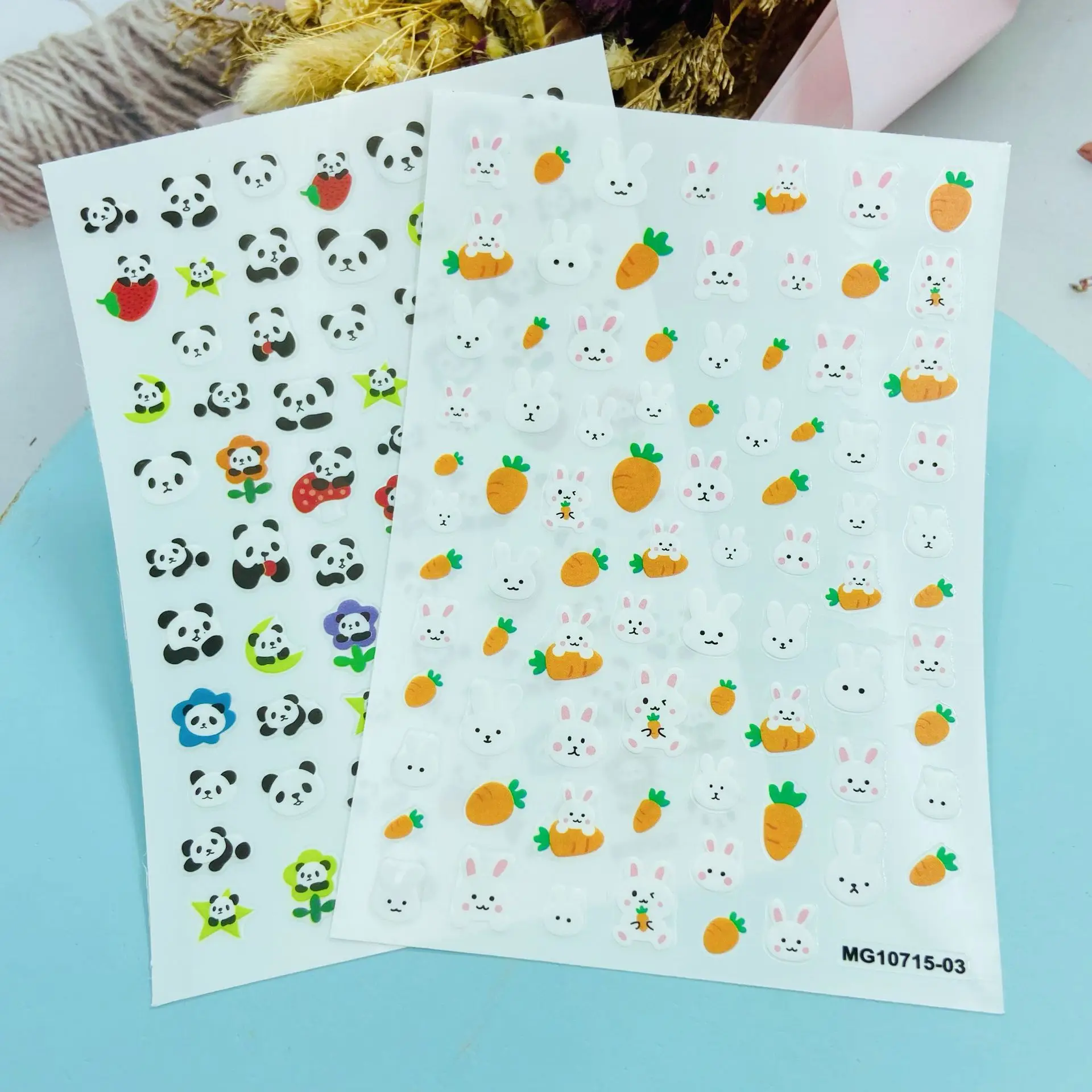 Наклейки для ногтей в японском стиле стикеры сделай сам панды зайчика и моркови