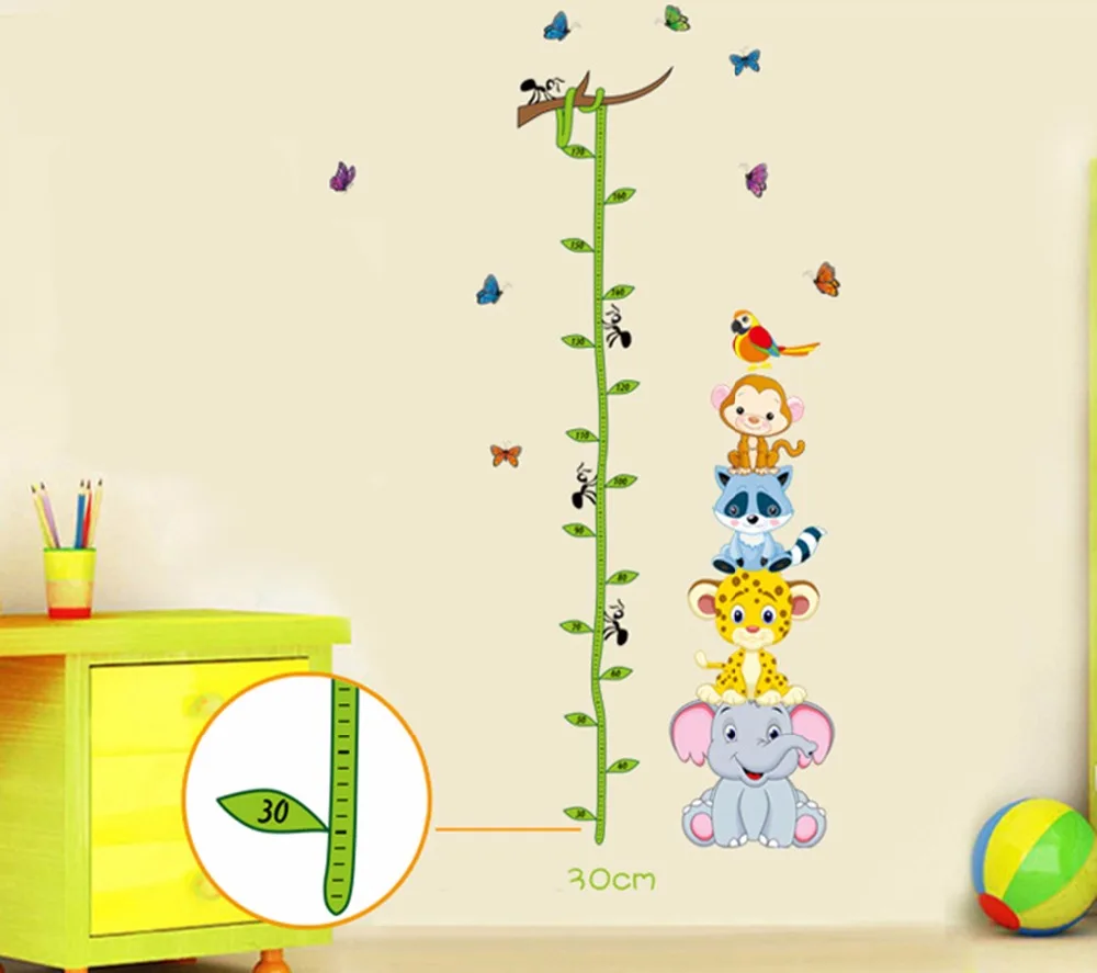 Милый тигр животные Штабелируемая высота измерительная Настенная Наклейка Дети