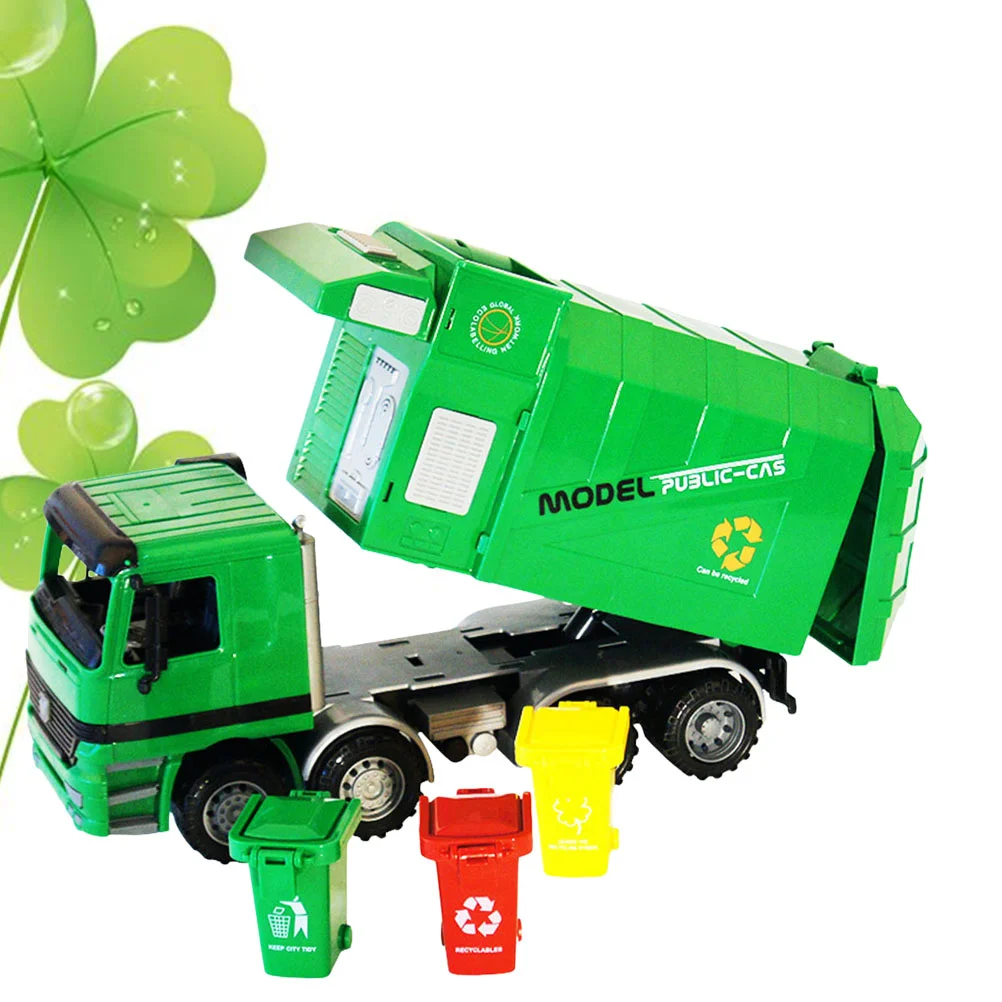 

1pcs Garbage Truck Sanitation Trucks with Trashcan Inertia Car Educational for Toddler Children Kids