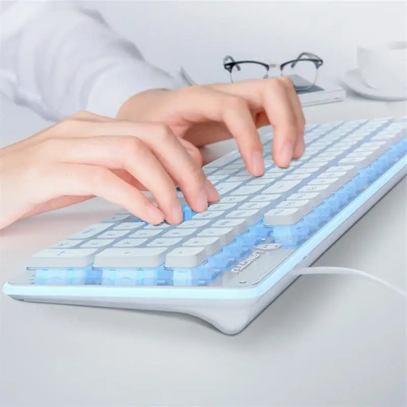 

Gaming Mechanical Keyboard Retro Square Glowing Keycaps Backlit USB Wired 104 Anti-ghosting Gaming Keyboard for PC laptop