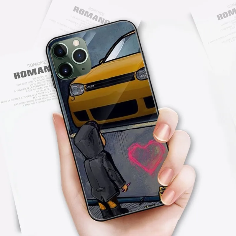 Boy See Sports Car Cool Jdm Drift Phone Case For IPhone 14 13 12 11 XS X 8 7 6 Plus Mini Pro Max SE 2022 Soft Black Phone Cover images - 6
