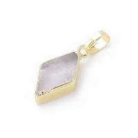 natural amethyst ore pendant with brass snap on bails edge golden plated rhombus energy chakra pendientes necklace accessories