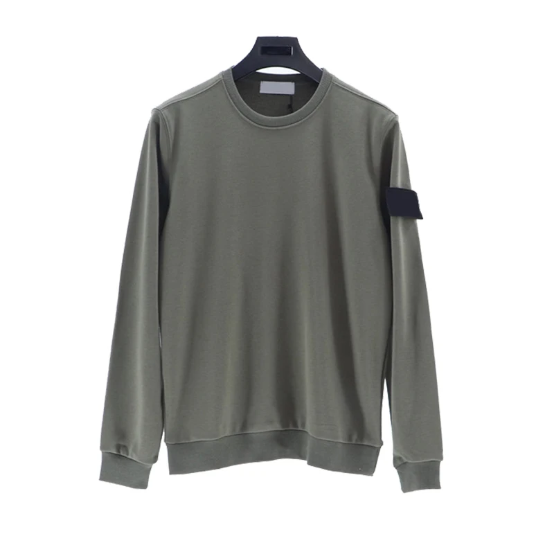 Men'S Solid Color Long-Sleeved Sweater Spring And Autumn Cotton Loose Comfortable Stone Sleeve Label Men And Women'S Sweater