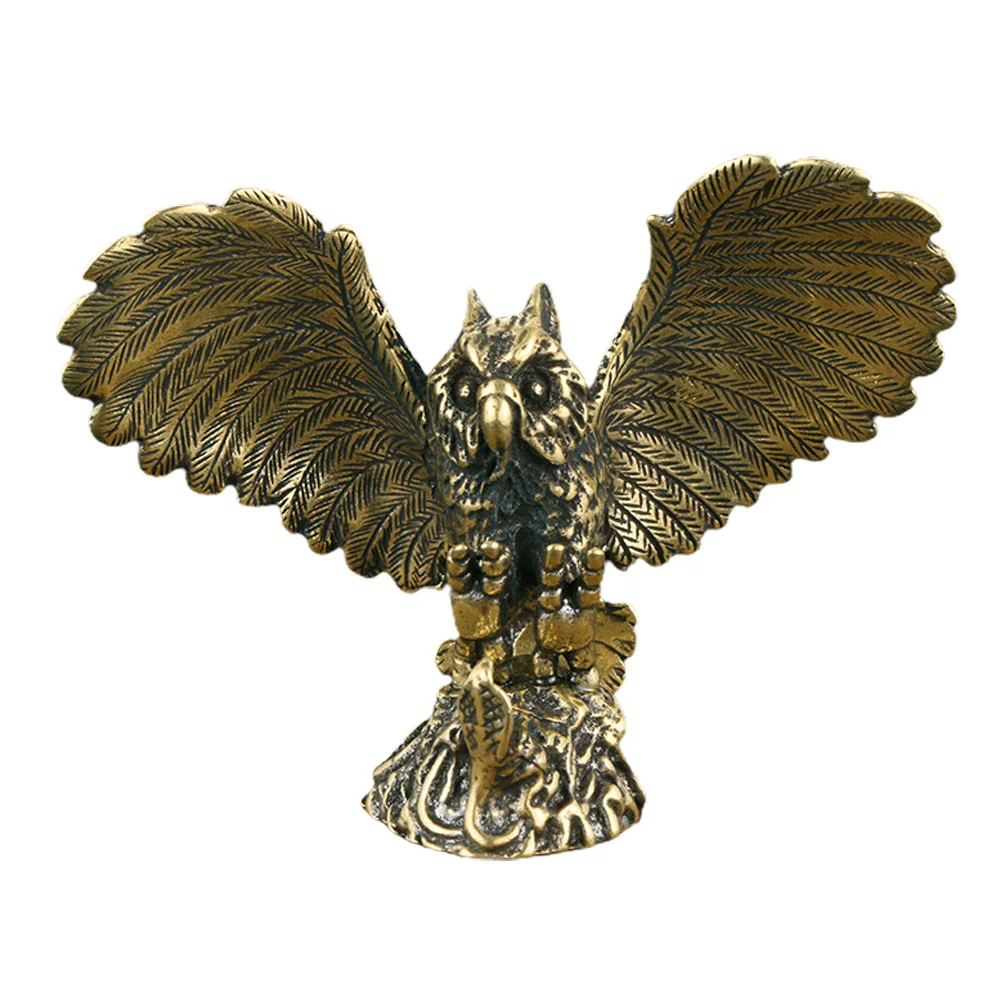 

Gift Miniature Figurines Desktop Adornment Statue Owl Shaped Ornament Delicate Tea Pet Brass Decor Office Pets Tearoom