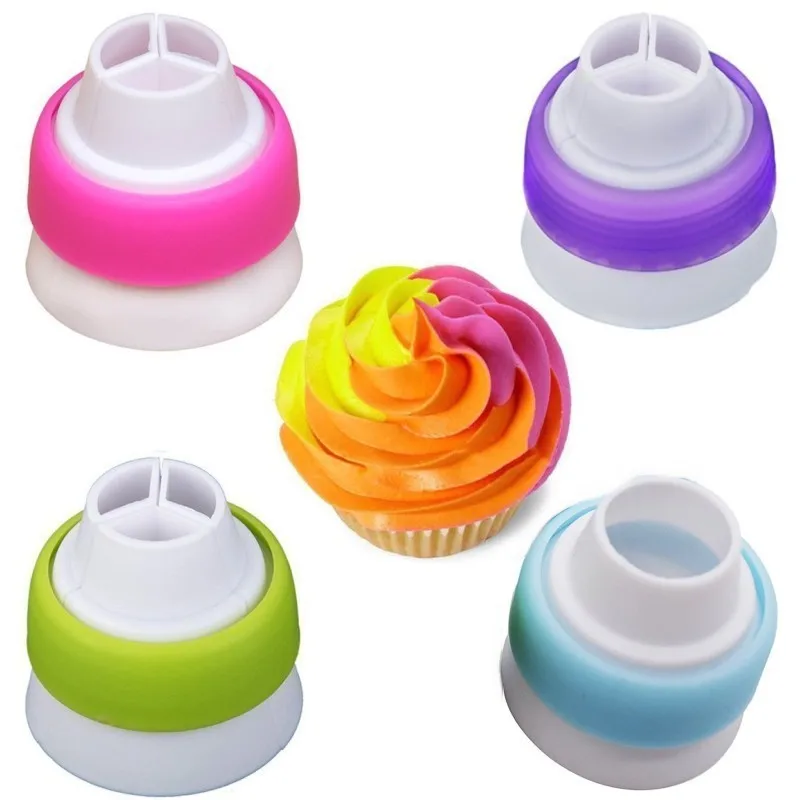 

3 Hole 3 Color Cream Coupler Cake Decor Tool For Cupcake Cookie Baking Tri-color