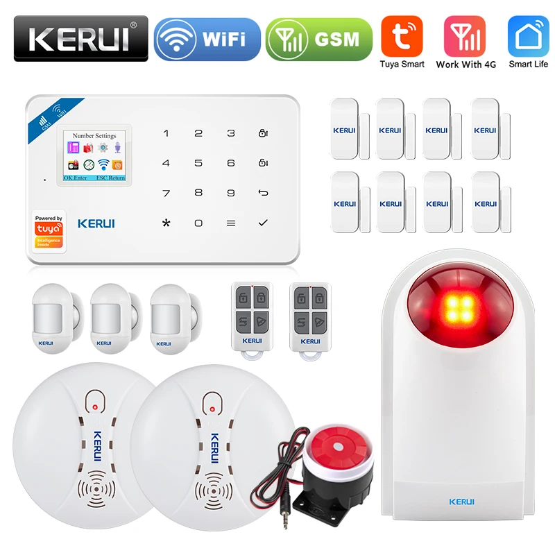 KERUI W181 For Home Security Alarm System Tuya Smart WIFI GSM Burglar Alarm Motion Sensor Detector Door Window Sensor Kit