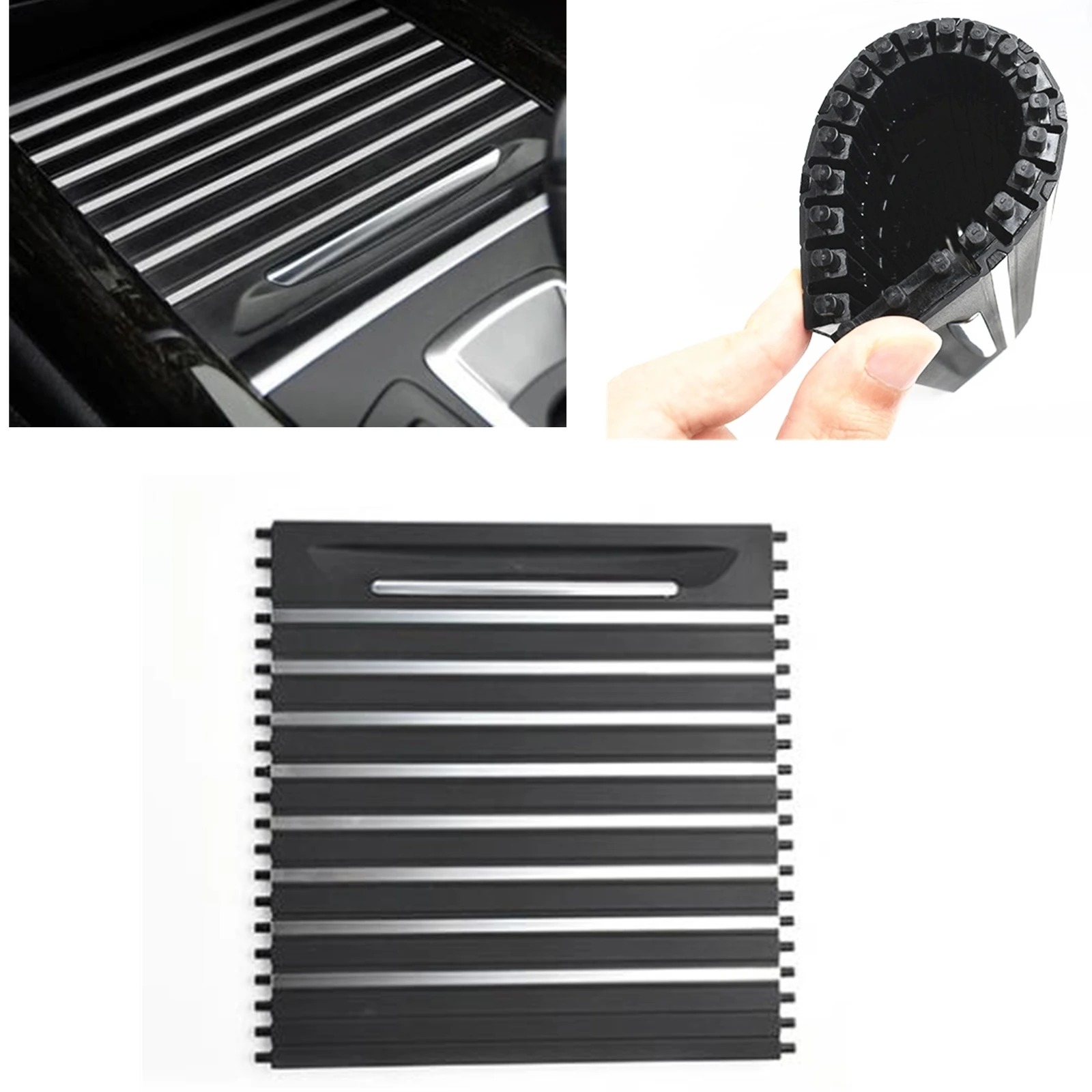 

Chrome Water Cup Holder Tray Roller Blind Cover Car Gear Center Drink Panel Louver Trim Shade For BMW X6 F15 F16 X5 X6 2015-2019