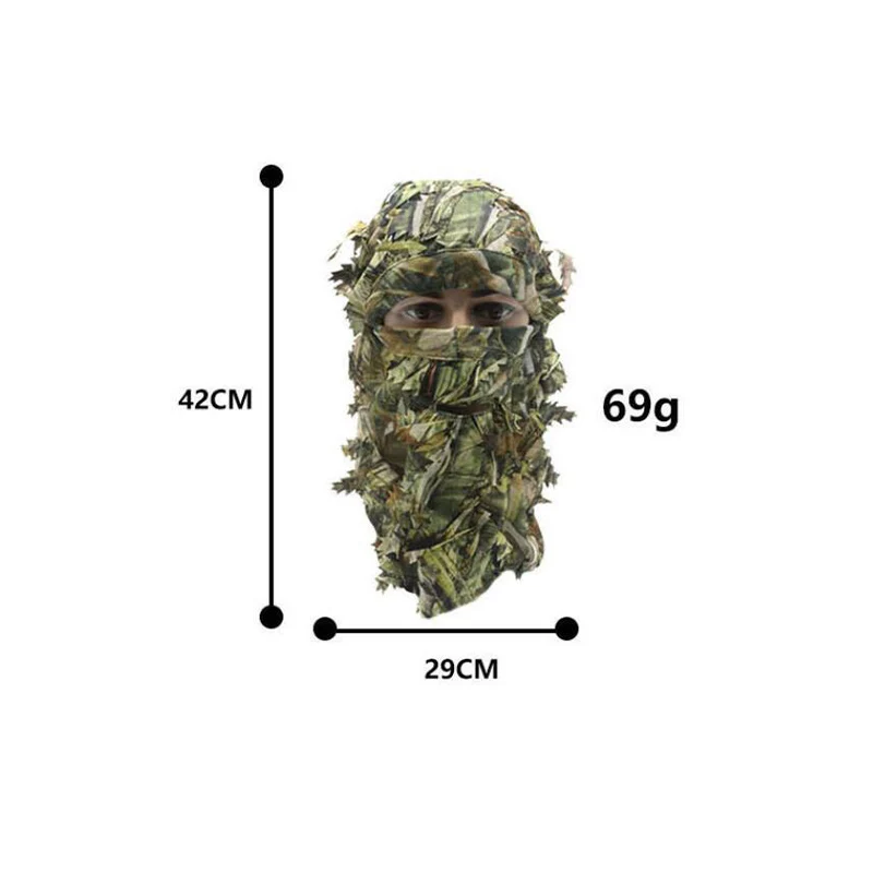 Маска-маска лицевая камуфляжная в виде листьев для пейнтбола