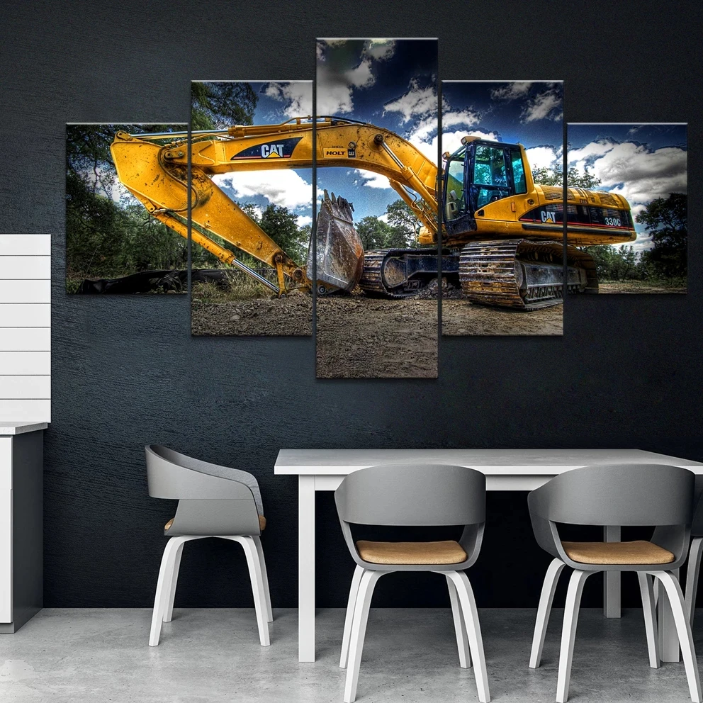 

Room Decor 5 Panel Modular Pictures Excavator Landscape Canvas Painting Wall Art HD Poster Prints Living Room Decor Home Decor
