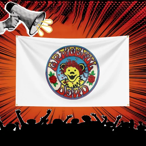 Фото Флаг с изображением рок-музыки в стиле Grateful Dead, 3x5 футов, полиэстеровый баннер для декора стен спальни, подарок для любителей музыки №4