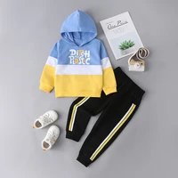 boys fashion printing simple colorblock hooded suit sports casual childrens clothing designer clothes baby boy clothing