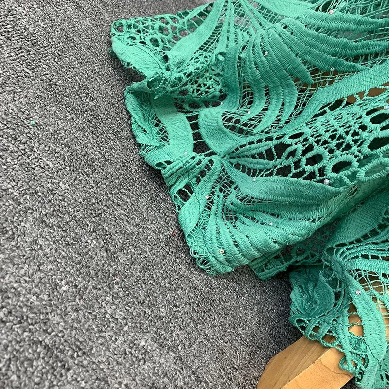 Women's Robe Loose Fitting Green Long Skirt Careful Machine Embroiled Place Examination Commanding Plus Size Long Women's Dress