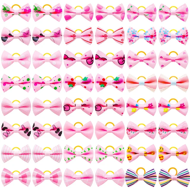 10/20/30pcs Small Dog Decorated Hair Bows Dog Bows Small Dogs Cat Grooming Accessories Dog Hair Rubber Bands Pet Supplies 6