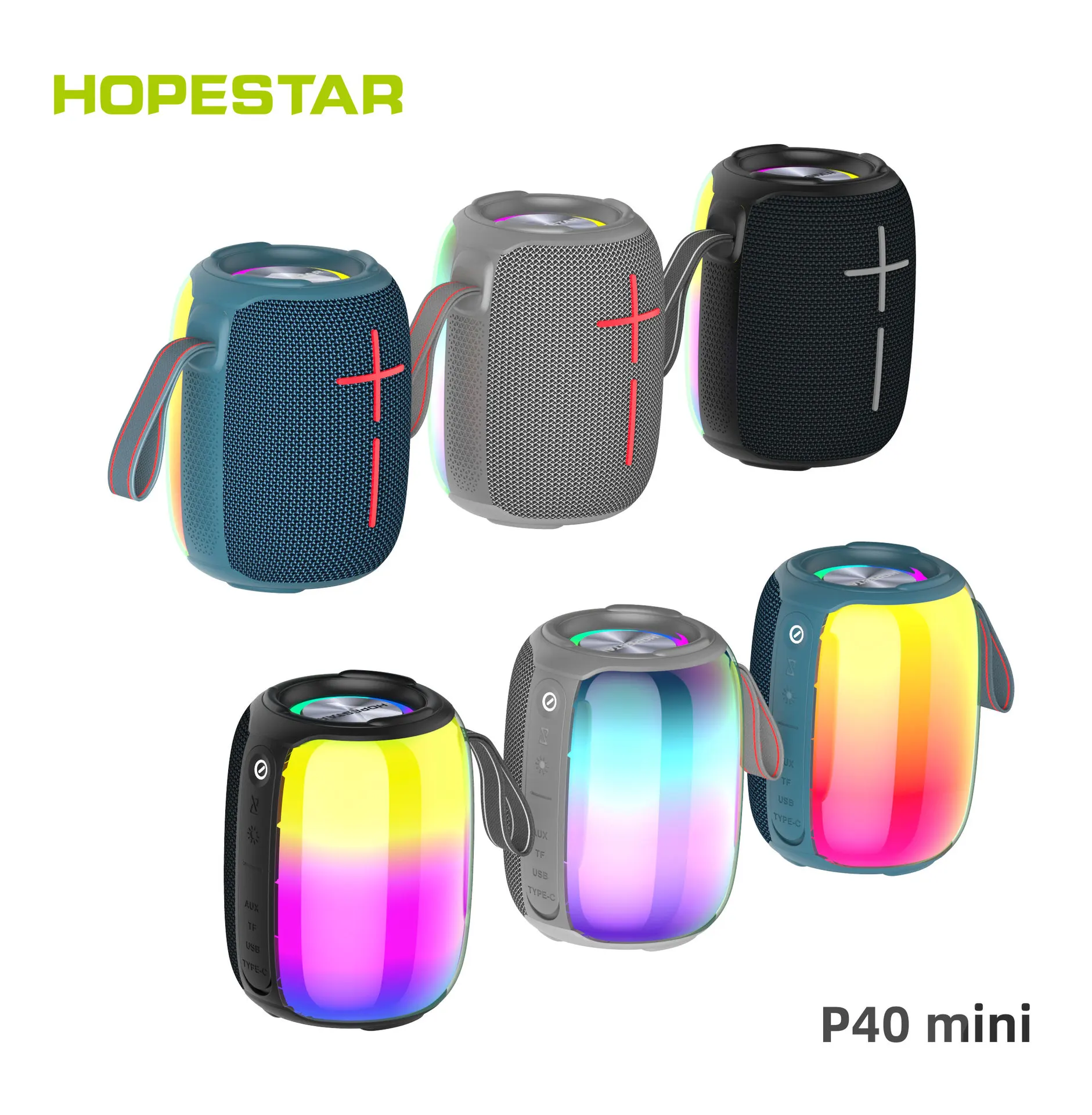 

Беспроводная Bluetooth-Колонка HOPESTAR-P40 Mini, цветная RGB-стереоколонка, внешняя портативная Водонепроницаемая IPX6 колонка с басами