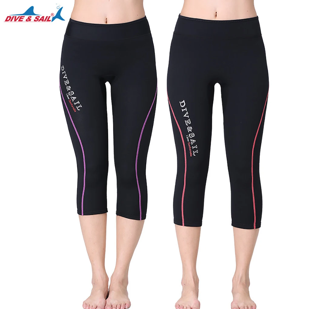 

1.5MM Wetsuit Pants Capri pants Diving Leggings for Diving Swimming Snorkeling Scuba Sailing Surfing Female Red Stripe S