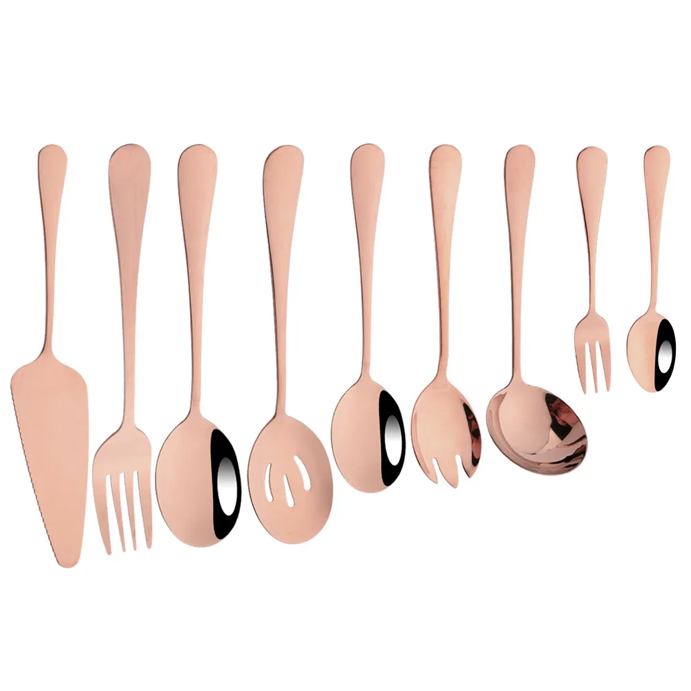 

Rose Cutlery Stainless Steel Tableware Cake Spatula Service Soup Spoon Colander Spoon Salad Cake Fork Spoon Kitchen Dinnerware
