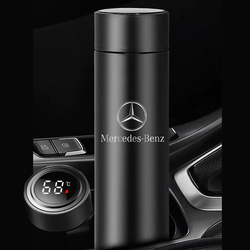 

For Mercedes Benz Vacuum Flasks Digital Temperature Display LED Cup Cover Intelligent Stainless Leak Proof Thermoses Travel Cup