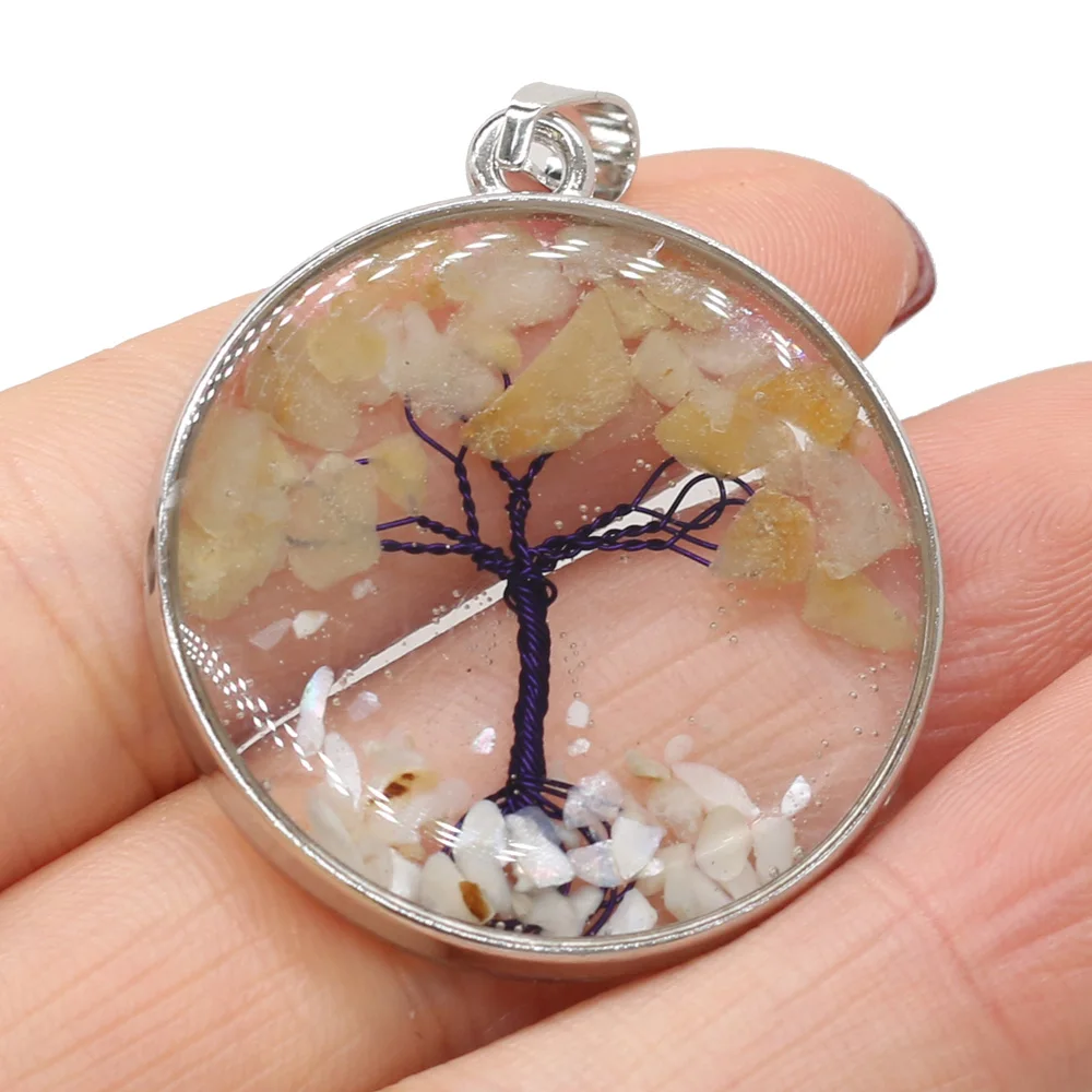 Очаровательный кулон из натурального камня с круглым топазом древо жизни для