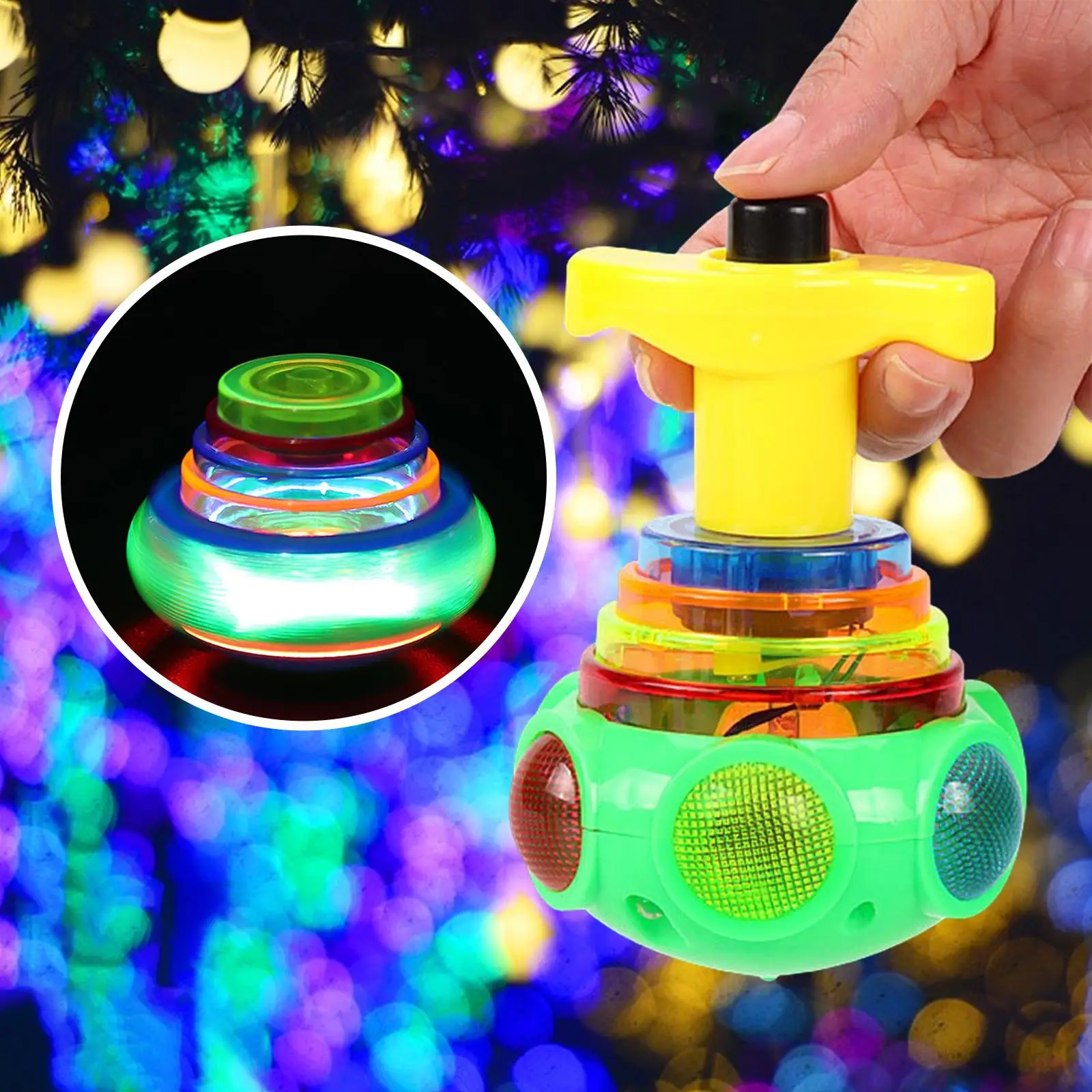 

Colorful Gyro Peg Toy Flashing Lights Toy Christmas Kids Gift Spiral