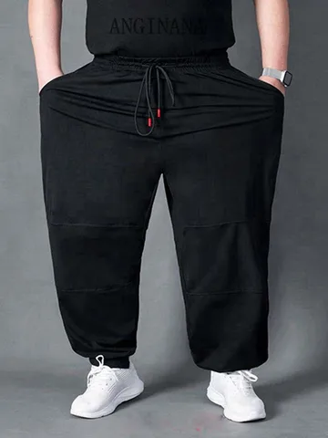 Брюки мужские с завышенной талией, эластичные свободные черные спортивные штаны, большие размеры 12xl 180 кг, 8xl 9xl 10xl, 56 58 60, на лето