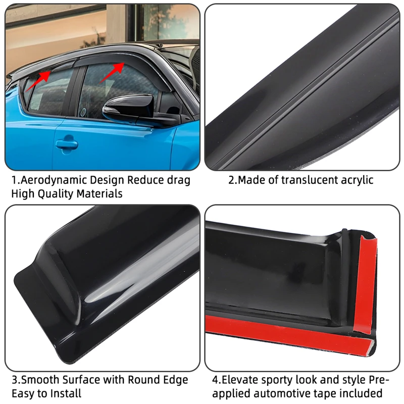 Оконный козырек для Toyota CHR C-HR 2017-2024 защитный от ветра дефлектор солнца и дождя