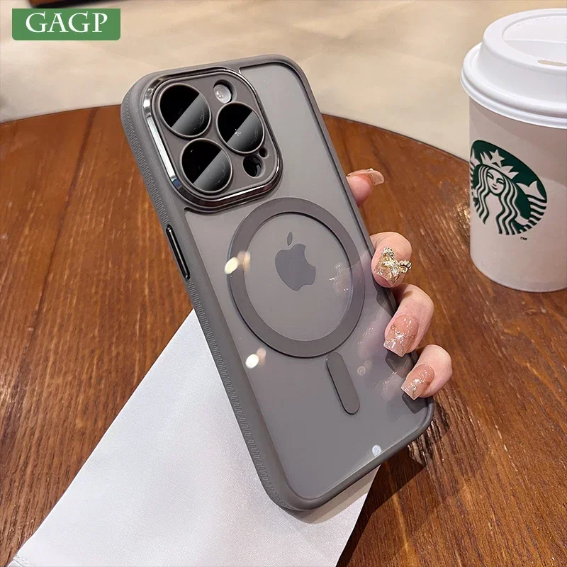Оригинальный титановый серый чехол для iPhone 15 Pro Max Magsafe чехлы 12 13 14 14Pro Plus защита