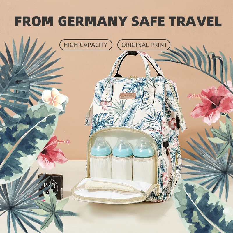 

Fashion Mummy Bag Portable Folding Crib Bed Large-capacity Baby Diaper Backpack Female Mommy Outting Lightweight Bag