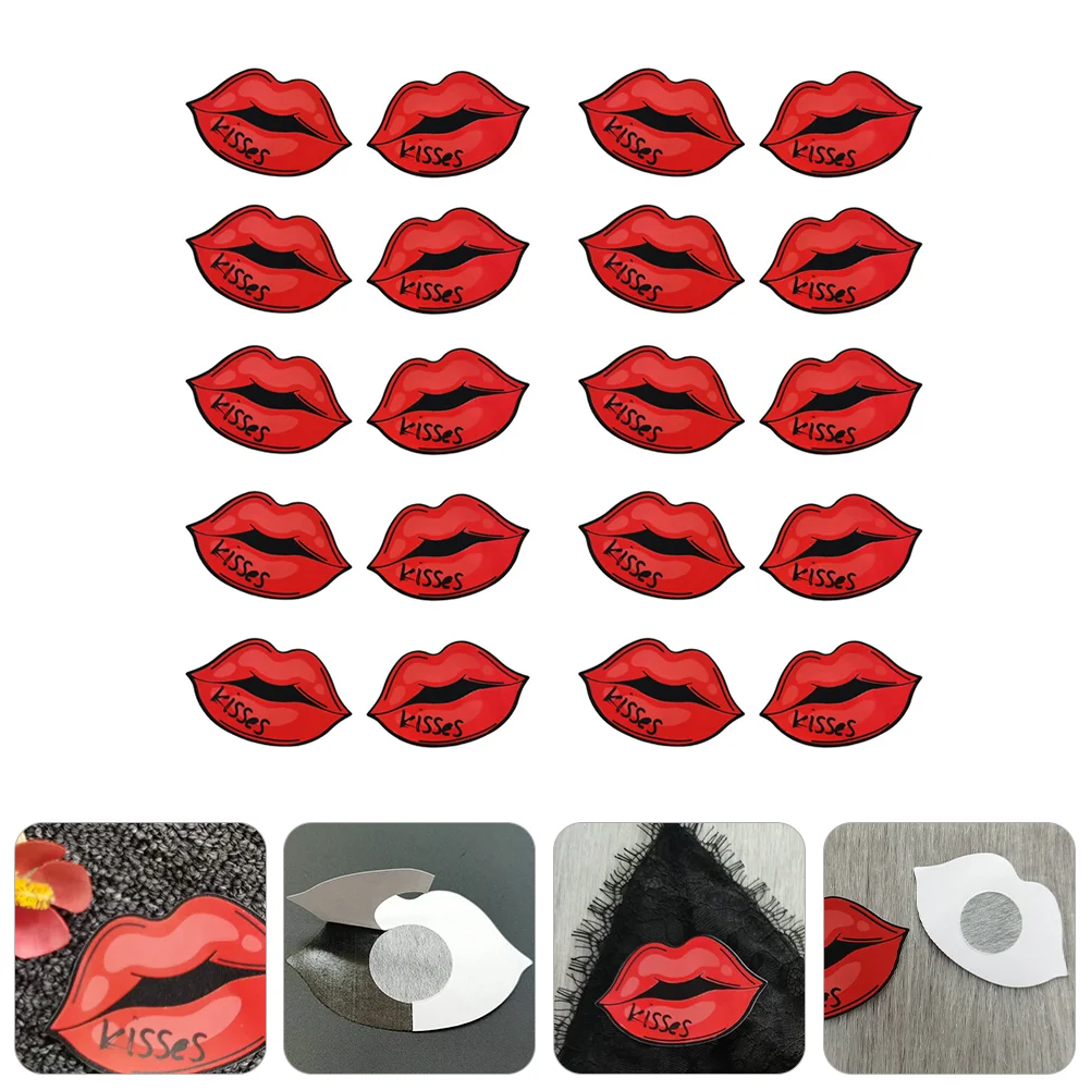 10 Pairs Covers Petals for Red Lip Stickers Holiday Covers Self Adhesive Pad