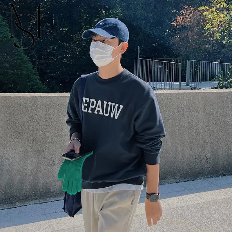 

Men's Sweater 2023 Spring and Autumn Korean version loose trend letter printing round neck cotton pullover