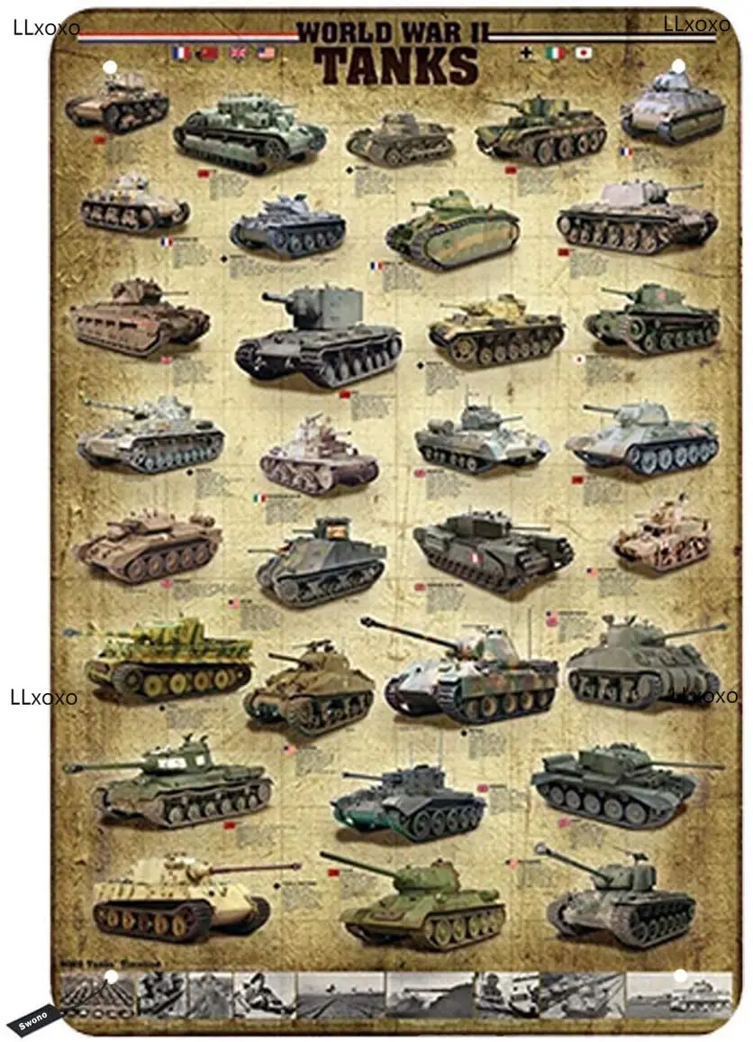 

Tank Tin Sign, World War Tank Vintage Metal Tin Sign for Bar, Restaurant, Coffee Wall Decor 30.48 x 20.32 cm wall decor