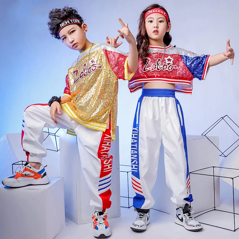 Детский костюм для уличного танца модный Свободный джазовый в стиле хип-хоп
