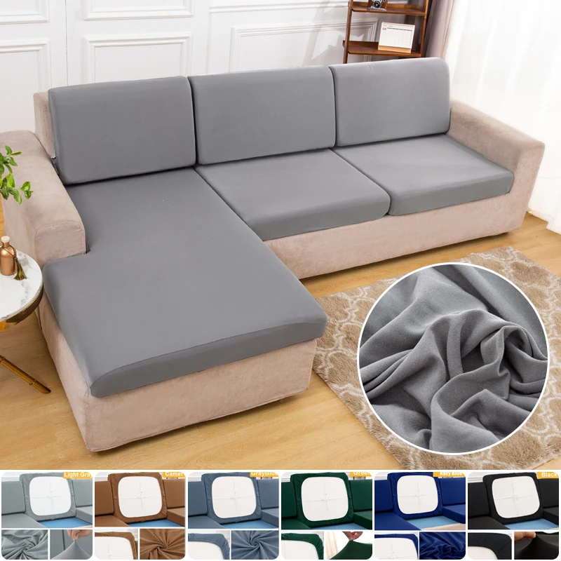 

Solid Color Sofa Seat Cushion Cover Elastic Protector Covers Pets Kids Washable Removable Sofa Cushion Case Furniture Protector
