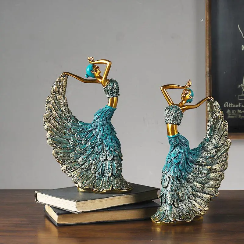 

Peacock Dancer Sculpture Abstract Art Ornament Statue Nordic Style for Home Decoration Office Accessories Decor Ceramics Statue