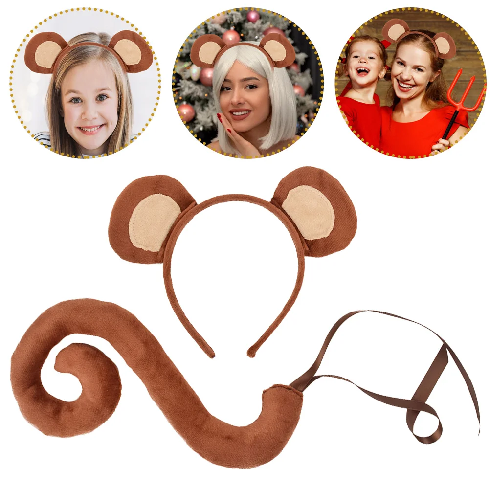 Повязка на голову обезьяны с хвостовыми ушками для детей реквизит фотосессии