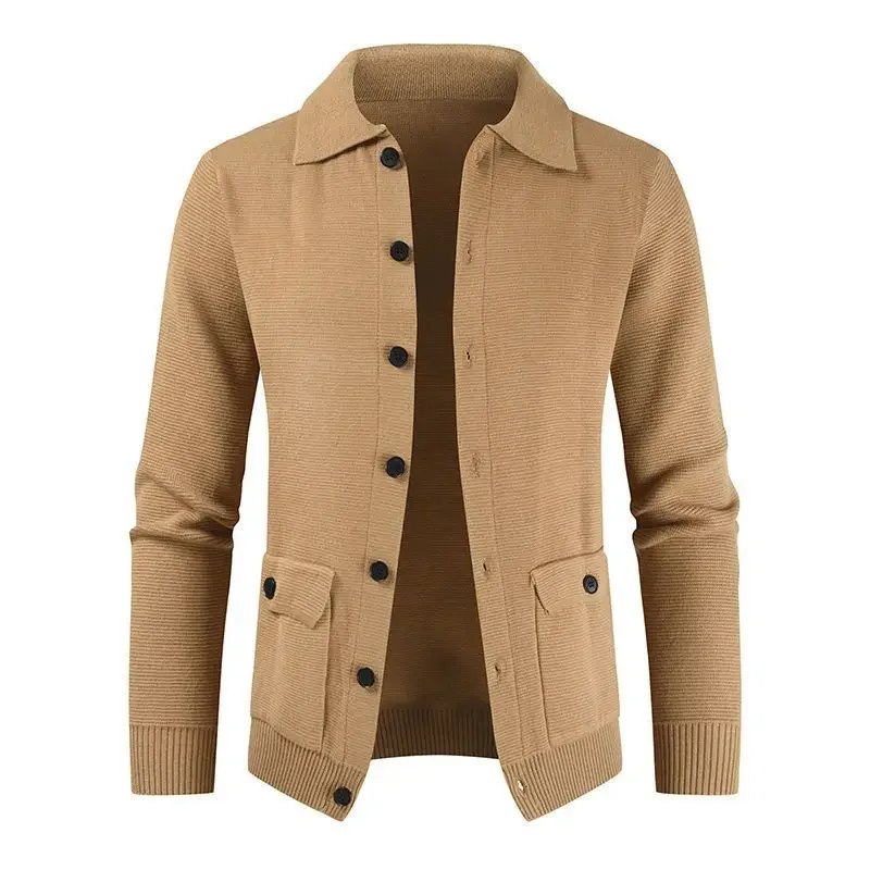 Европейский и американский мужской модный однотонный облегающий свитер с