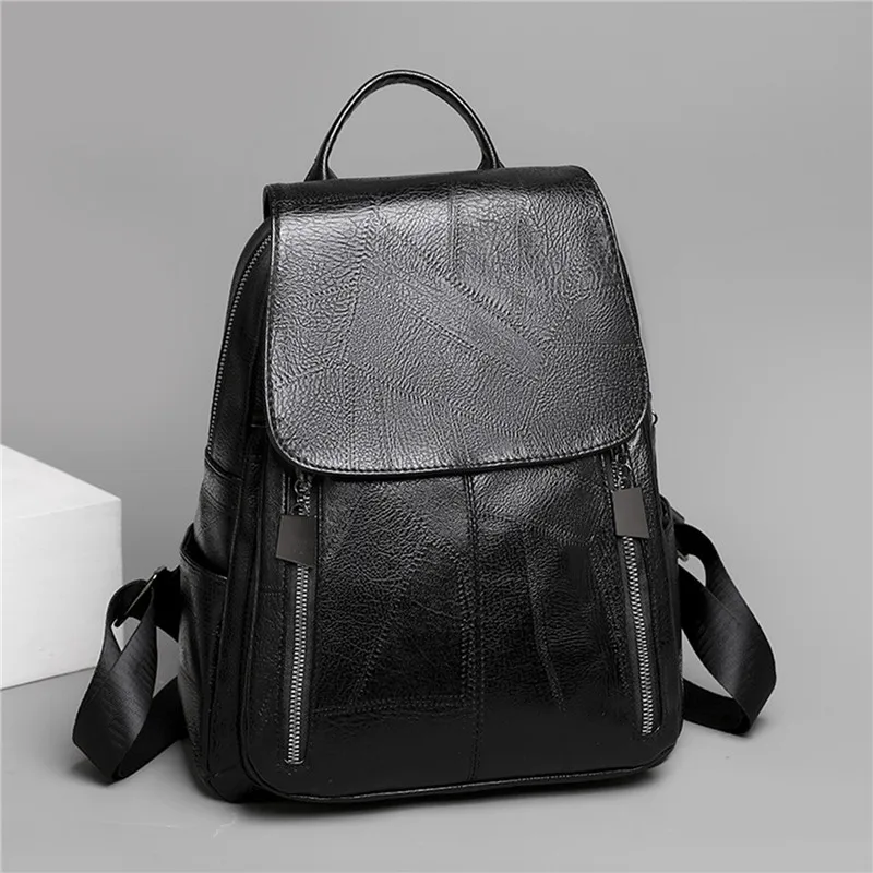 

2023 New Backpacks for Women Simple PU Leather Backpack Female Large Capacity Rucksack Ladies High Quality Waterproof Mochila