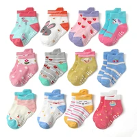 12 pairs cotton non slip grip ankle boys and girls socks for babies toddlers and kids girls children stockings 1 7 years old
