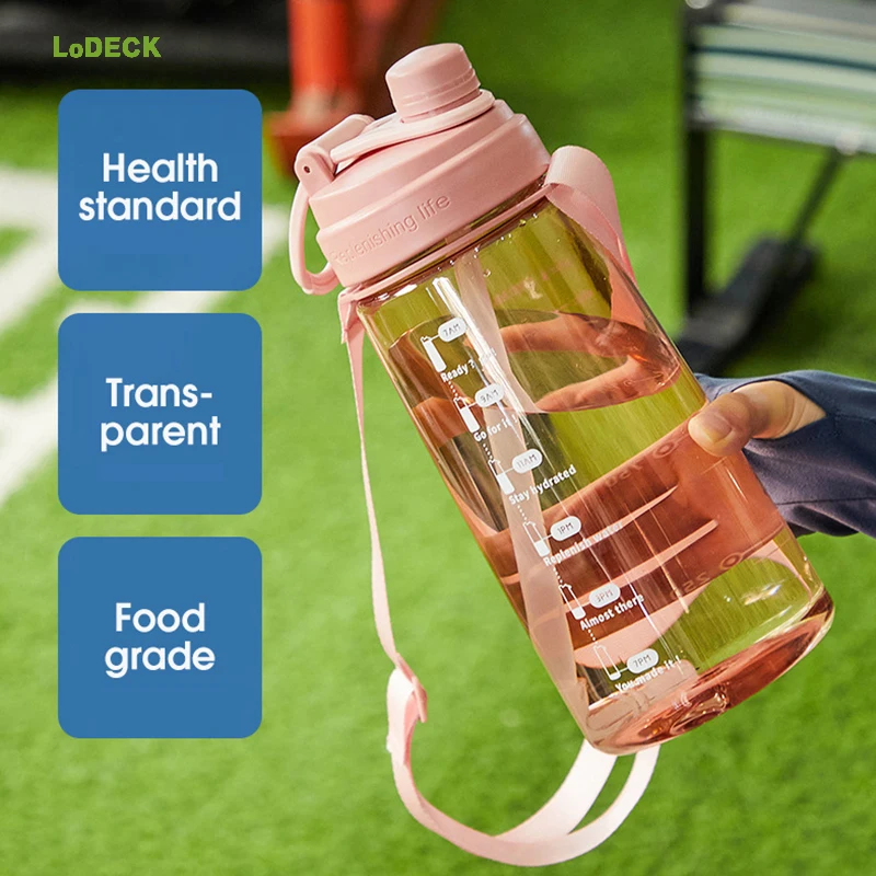 

Water Bottle With Time Scale Large Capacity Straw Mug Portable Fitness Jugs Outdoor Travel Cup Sports Gym Drink Tumbler