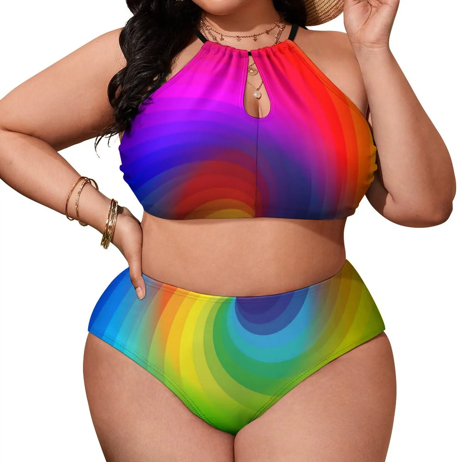 

Комплект бикини Rainbow Swirls с рисунком, Цветной купальник бикини с завязкой, купальник пуш-ап, новинка, купальный костюм, пляжная одежда, женский