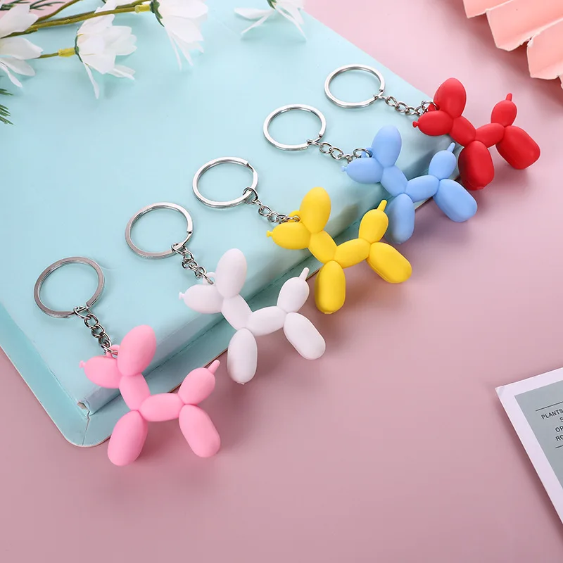 

1pcs Simple Stereo PVC Balloon Dog Keychain Creative 3D Dogs Doll Keyring Man Car Keychains Woman Bag Pendant Accessories