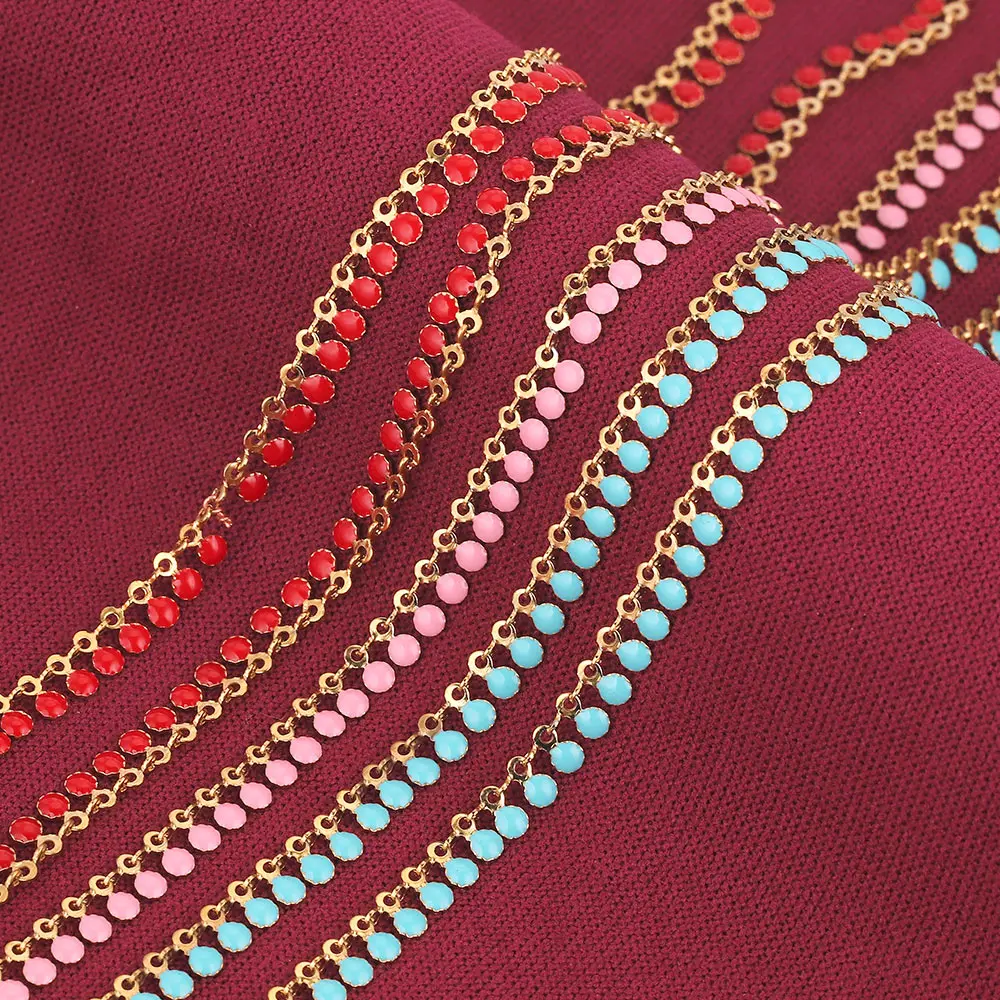 Цепочка Из Нержавеющей Стали с цветными эмалированными звеньями 1 метр - купить