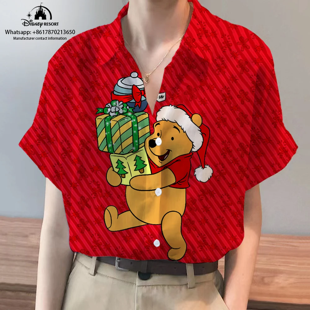 Рождественская Новинка брендовые рубашки с коротким рукавом Винни-пух и Микки