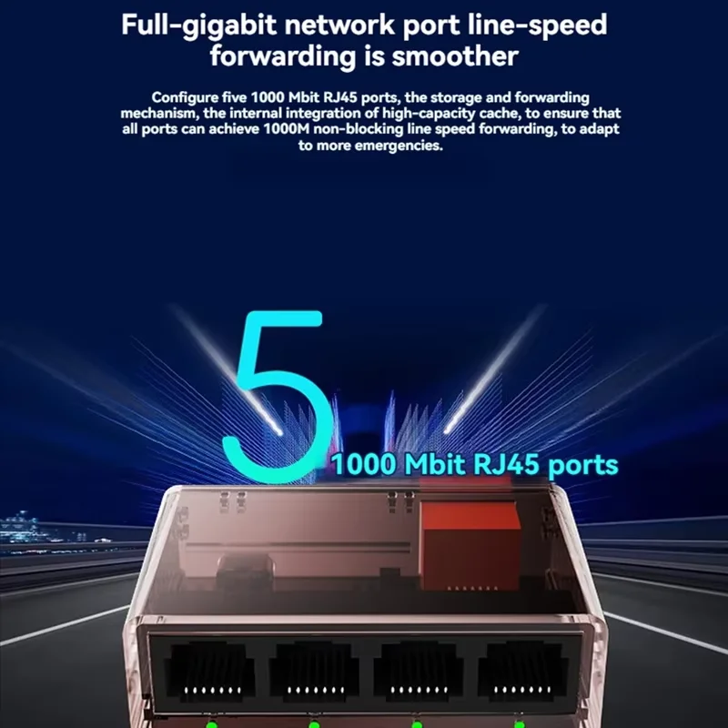 Фото Гигабитный коммутатор, 5 портов, 100/1000 Мбит/с, сетевой коммутатор RJ45, LAN-концентратор, Ethernet, 1000 Мбит/с, стабильный интеллектуальный сетевой интернет-адаптер №5