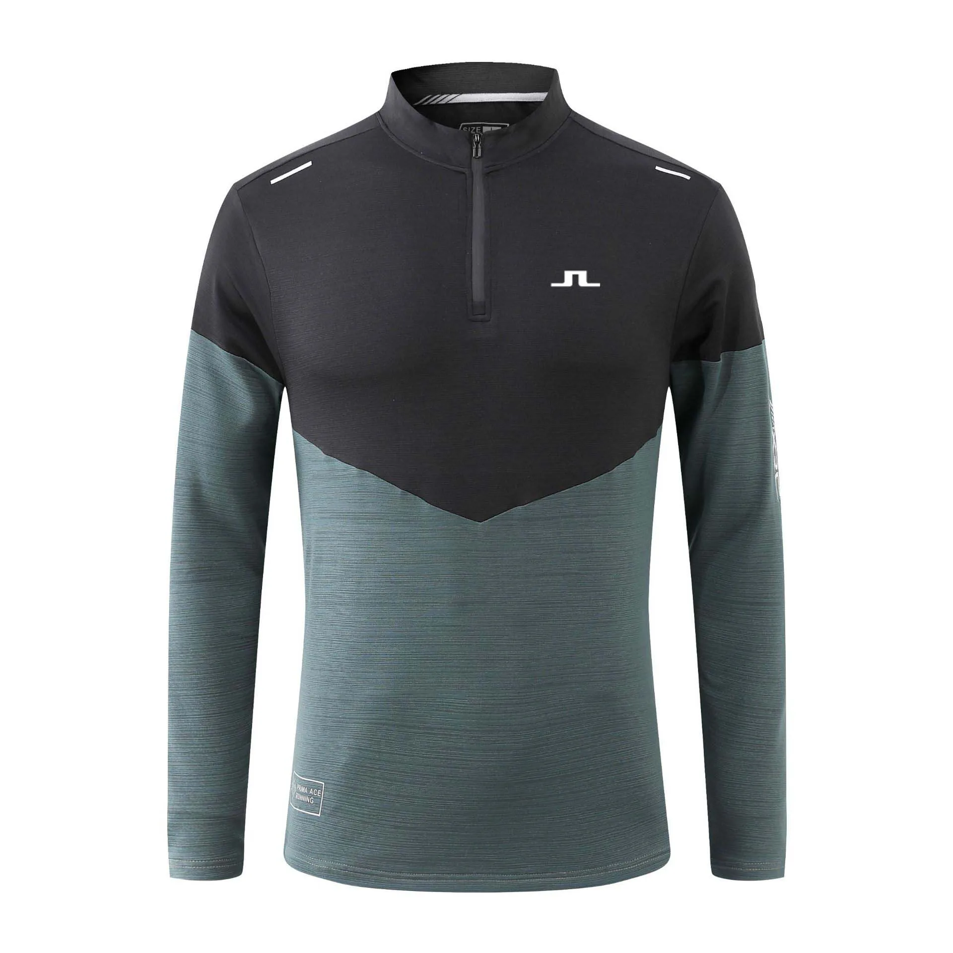 Men Golf Spring Autumn Long Sleeve Men's T-Shirt Sports Quick Drying Shirt Running Bottom Mock Neck Camping