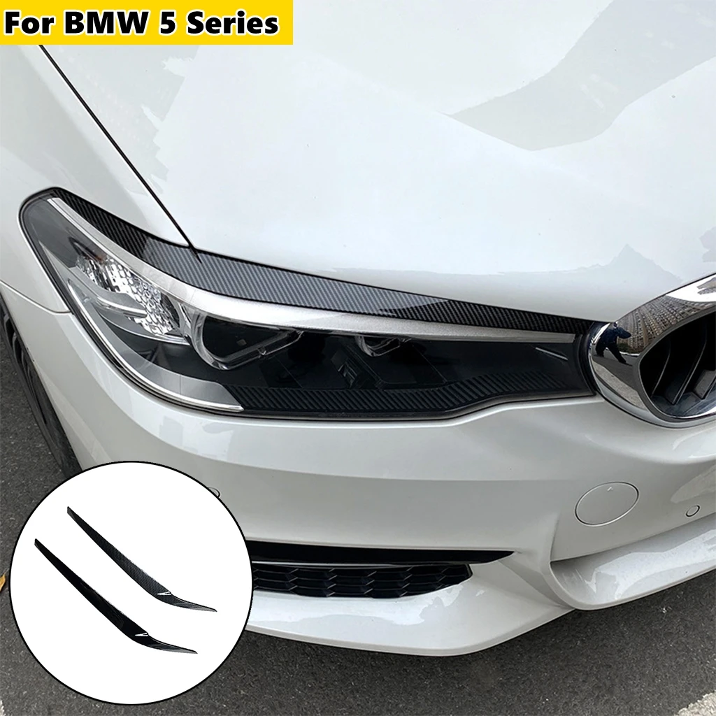 

1Pair Car Front Headlights Eyebrow Eyelids Trim Cover For BMW 5 Series G30 525i 530i 2017 2018 2019 2020 2021