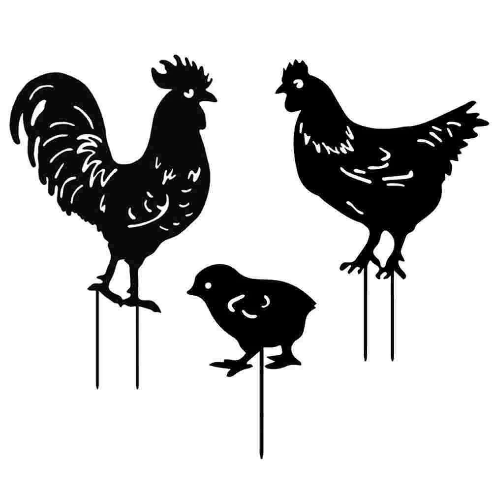 

Chicken Yard Silhouette Rooster Stake Acrylic Garden Stakes Hen Statue Decorative Decorations Decor Sign Easter Iron Ornament