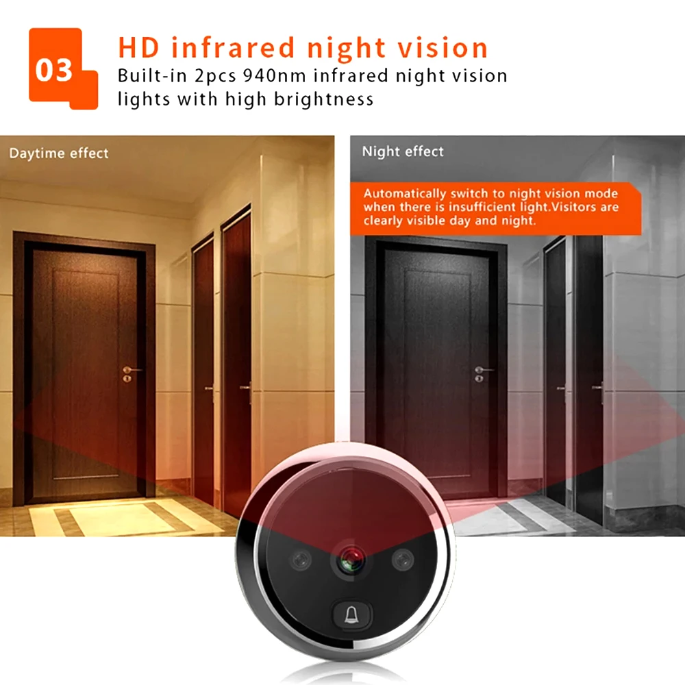 3 Inch LCD Color Screen 120 Degree Wide Angle 1MP Electronic Peephole Door Bell Camera with Night Vision enlarge