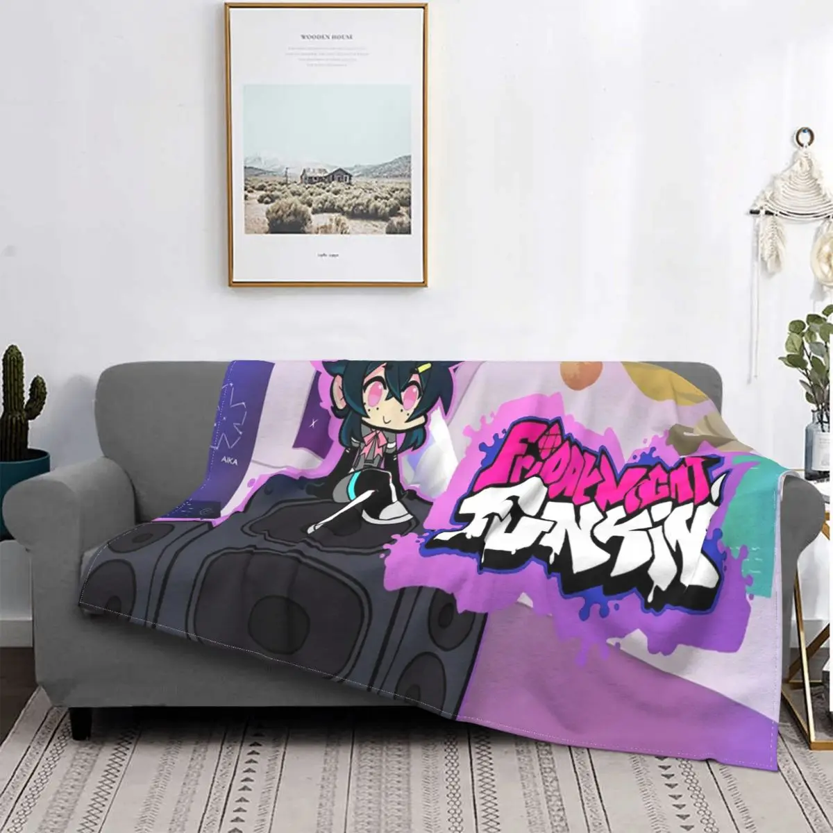 

Friday Night Funkin Collage Blankets Flannel Spring Autumn Anime Cartoon Plaid Warm Throw Blanket for Sofa Car Bedspreads