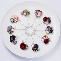 fashion pearl cloth flower brooches for women men sweet two roses plant badge brooch pins jewelry accessories gifts wholesale
